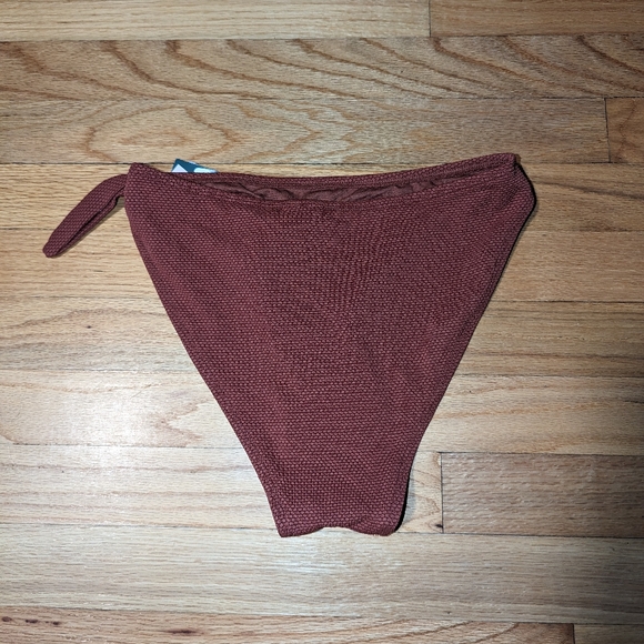 Red Rust Pique Textured High Leg Cheeky High Waist Bikini Swim Bottom Wild Fable - Picture 4 of 8
